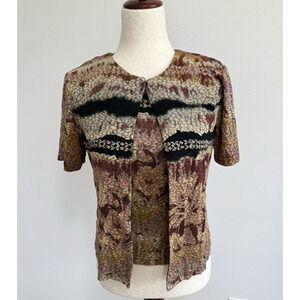 MSK Women's Tank Shirt Set - Two Set - Small - Brown Geometric - 90s Vintage Set